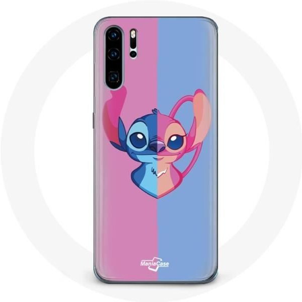 Funda Para Huawei P30 Pro - Maniacase - Stitch Y áNgel - Flexible - Azul/Rosa - Mixta Color Rosa-image