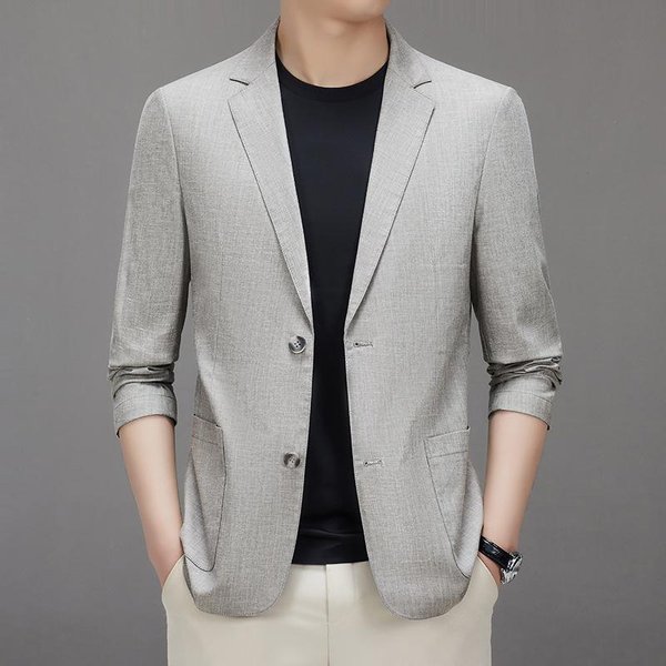 Traje De Primavera Y Verano Fino Sin Forro Transpirable Traje Casual Para Hombre Traje De Lino Estilo Coreano 4XL Black-image
