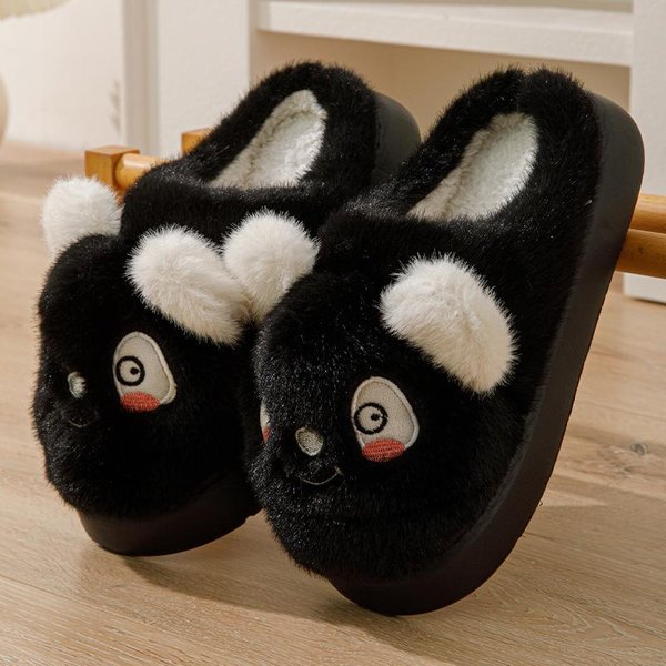 Pantuflas Para Mujer Lindas Pantuflas De Animales Panda NiñAs Oso Polar Calzado De Hogar CáLido Pantuflas De Felpa Invierno AlgodóN Femeninas 38-39 Negro-image