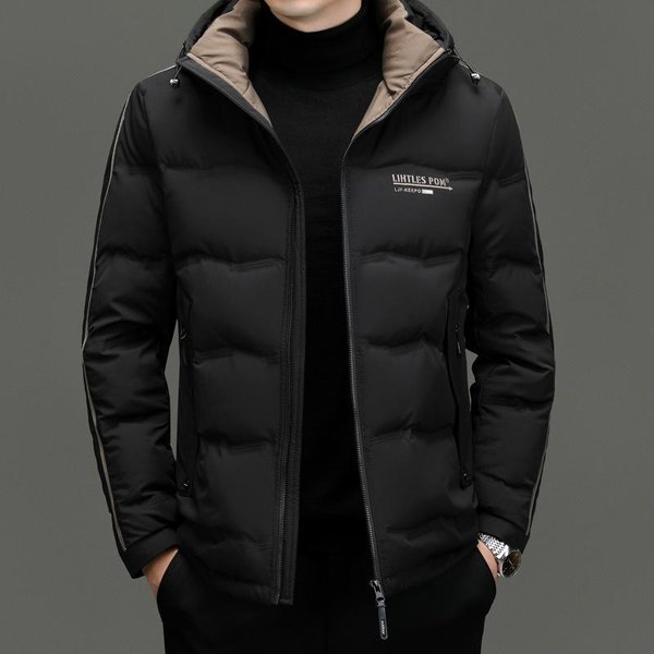 Chaqueta De PlumóN Informal Sencilla Para Hombre Joven Y De Mediana Edad, Nueva Chaqueta De Invierno Con Capucha, Holgada Y CáLida 4XL-image