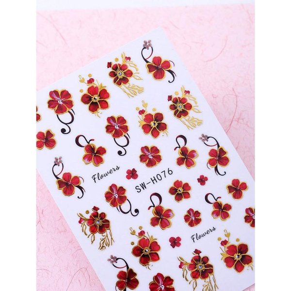 1 Pieza Moda Y Elegancia Florales Decorativos Para UñAs Pegatinas CalcomaníAs Para UñAs Suministros De Arte De UñAs White-image