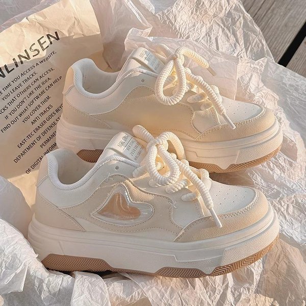 Zapatos Blancos PequeñOs Zapatos De Mujer Primavera Nuevo VersáTil Nicho Original Zapatos De Mujer Casual Deportes Zapatos De Skate Marea 40 Beige-image