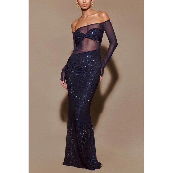 Vestido De Noche Perspectiva De Mujer Sexy Largo Ajustado Un Hombro Mujer XL-image