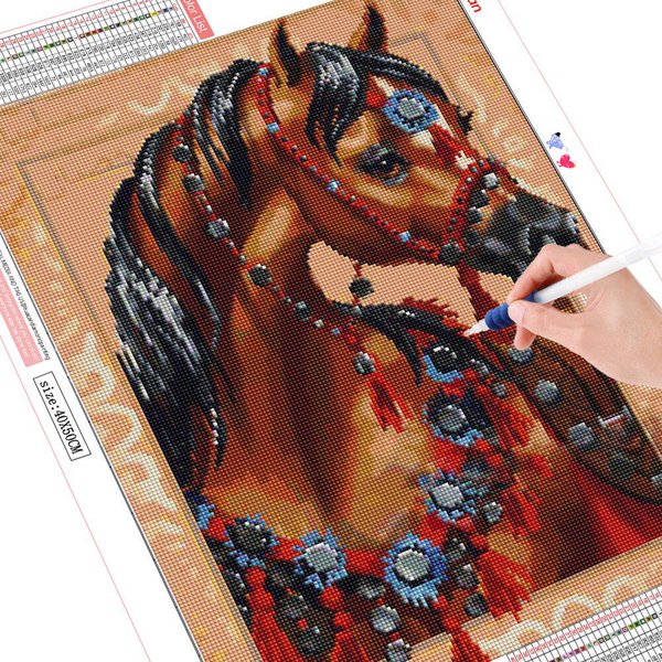 Diamante Bordado Punto De Cruz Caballo 5D Pintura Animal Imagen 50X70CM-image