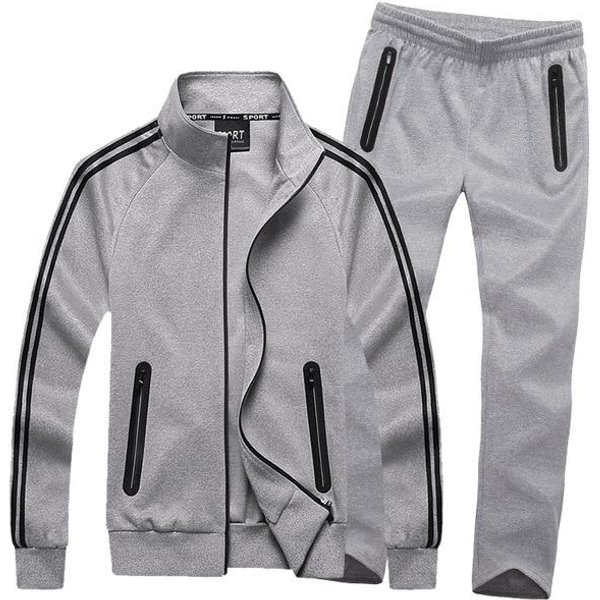 Jesienna Odzież Sportowa Dresy MęSkie Zestawy DużE Rozmiary Odzież MęSka Kurtka + Spodnie 2 Sztuki Zestaw Sportowy Plus Rozmiar 8Xl 7Xl Dres MęSki Xxxl Szary-image