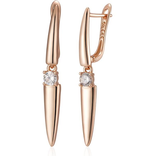 Kienl Simple Pendiente Largo Colgante Color Oro Rosa Para Mujer Lujo Brillante Circonita Natural Accesorios JoyeríA Diaria De Alta Calidad-image