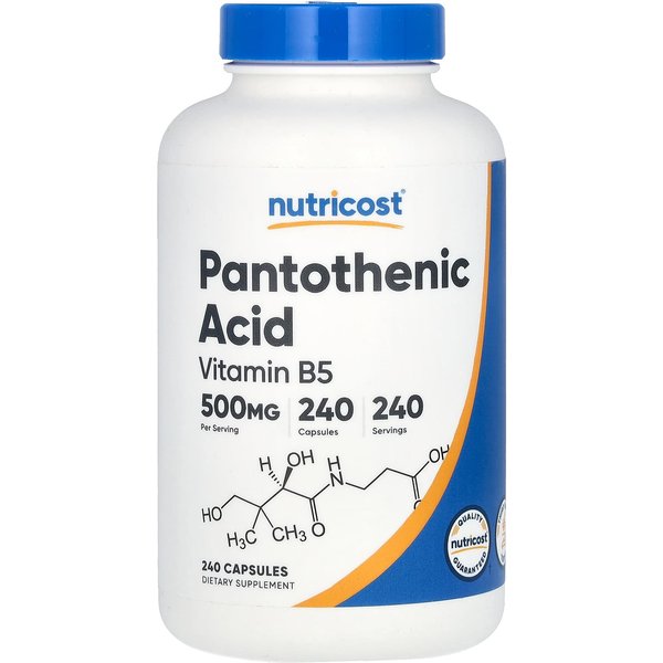 Nutricost, áCido PantotéNico, Vitamina B5, 500Mg, 240 CáPsulas-image