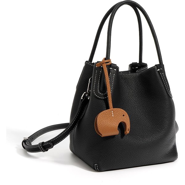 Bolso Cesta De Acelgas De Primera Capa Con Textura VersáTil Y Bolso Cruzado Simple Para Viajes Diarios Bolso Cubo De Un Hombro-image