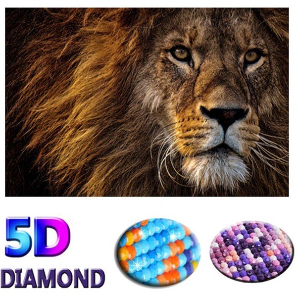 Pintura De Diamantes 5D LeóN Bordado De Diamantes Animal Punto De Cruz 20X30CM-image