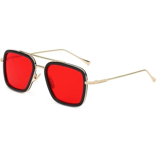 Wysokiej JakośCi TrwałE Wysokiej JakośCi Modne Okulary PrzeciwsłOneczne Tony'ego Starka Okulary PrzeciwsłOneczne Iron Mana Vintage Kwadratowe Metalowe Oprawki As Picture-image