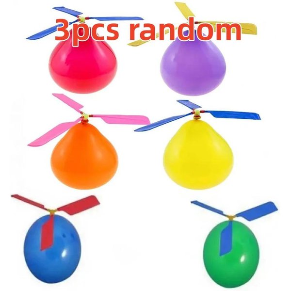 3 Szt. Zabawka Helikopter Balon Powietrzny - Zabawny PrzenośNy LatająCy Helikopter Outdoor Na Urodziny Dziecka Dzień Dziecka Gra-image