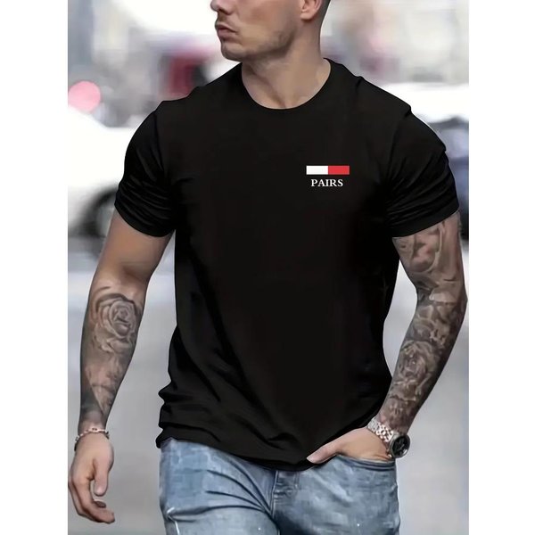 Luksusowa Marka MęSki T-Shirt BawełNa Wysoka Jakość Casualowe Topy Koszulka KróTki RęKaw Lato Odzież MęSka Oversize MęSki T-Shirt XXL Black-image