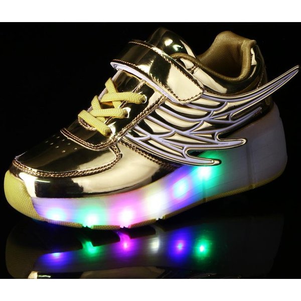 Zapatos Luminosos Con Ruedas Individuales Patines De Ruedas Dobles Zapatos Con LáMpara De Ala 39 Beige-image