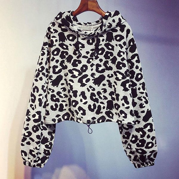 Bluza Z DłUgim RęKawem I Kapturem W Panterkę, Damska, KoreańSki Styl, KróTki PłAszcz, LuźNy Top XL Zielony-image