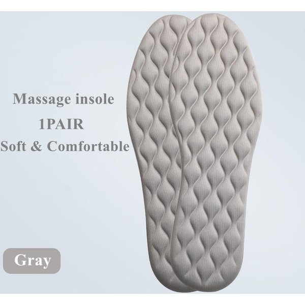 Plantillas De Masaje De LáTex Para Zapatos, CóModas, Transpirables, Absorbentes Del Sudor, Almohadillas Para Zapatos, 1 Par 45-46 Gris-image