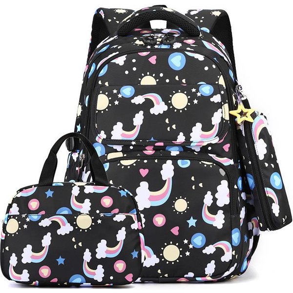 3 Piezas/Set Mochilas Escolares Para Adolescentes Impermeable Mochila Para NiñOs Estudiantes Bolso Escolar Infantil Con Estuche Para LáPices Lonchera Bolsa Para Libros-image