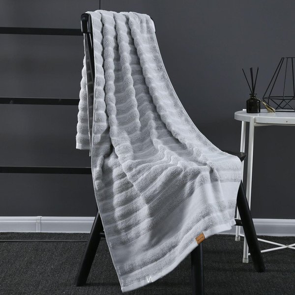 Toallas De Ducha 100 % AlgodóN, Toalla De BañO Para Adultos, Muy Absorbentes, Para El Hogar, Hotel, Toallas Puras Y Gruesas, Toalla De BañO Blanca 70*140Cm Gris Claro-image