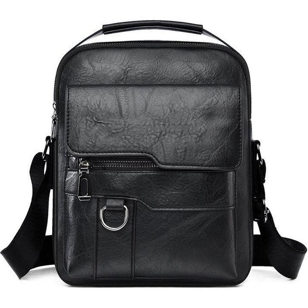 MęSka Torba Listonoszka SkóRzana Torba Na Ramię Typu Crossbody Klasyczna Wodoodporna Teczka Tornister Torba PodróżNa Czarny-image