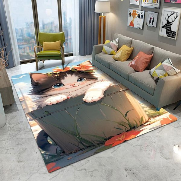 Uroczy Dywanik Z Kotkiem AntypośLizgowy Zmywalny Dywanik Do Salonu Sypialni Kuchni Kanapy WejśCia Dekoracja Domu Mata 50X80CM-image