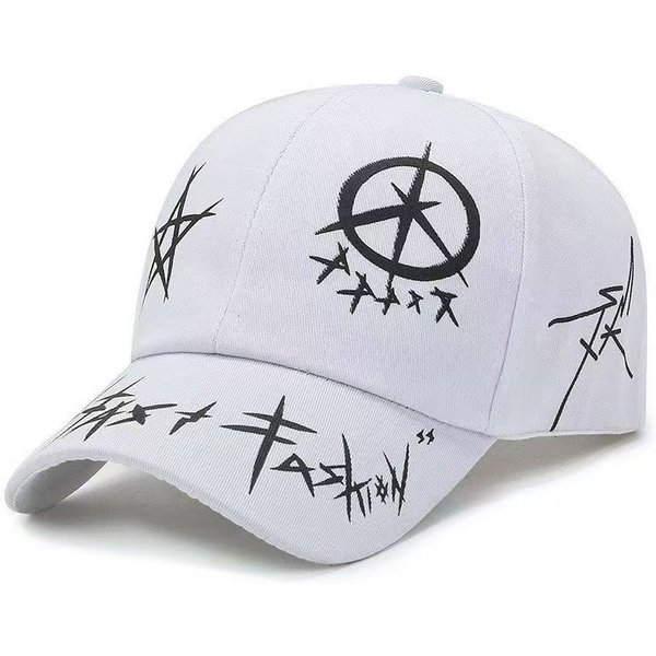 Gorra De BéIsbol Con Estampado De Graffiti Colores Negro Blanco Bloques Sombreros AlgodóN Streetwear Unisex Ajustable Casual Gorra Hip Hop Para Hombres Mujeres Adjustable White-image