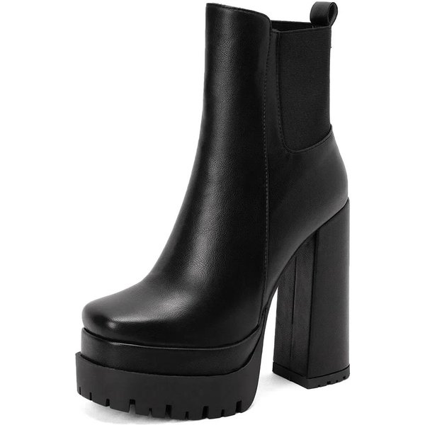 Damskie Buty Na Platformie Sznurowane Super Wysokie Grube Obcasy Botki Modne Buty Damskie Jesień Zima Wyprzedaż Nowe 35-image