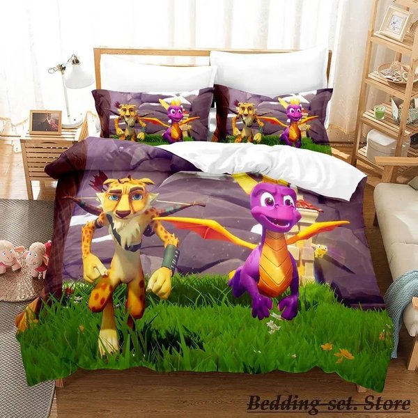 Kolekcja PośCieli Spyro Reignited Trilogy Rozmiar Pojedynczy Twin PełNy Queen King Rozmiar Kolekcja PośCieli Do Sypialni Dla DorosłYch Dzieci Poszewka Na KołDrę Kolekcje Anime Gme EU Double 200X200Cm-image