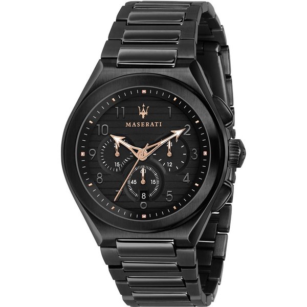 Maserati Triconic Czarny Metal MęSki Kwarcowy R8873639003-image