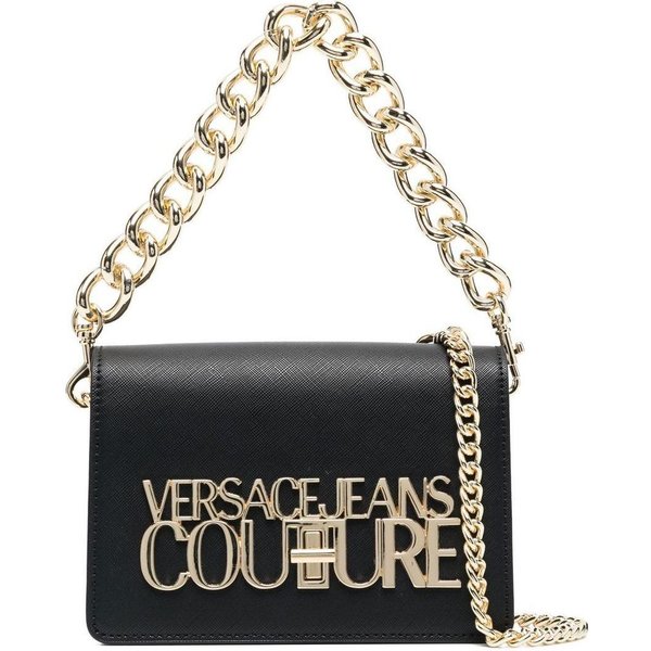 Versace Jeans Couture Logo De Letras Doradas Cierre De Hebilla De Cadena Bolso De Mano PequeñO Bolsos De Mujer Negro 74VA4BL3-ZS467-899 Basic Set (Bag+Dust Bag) Black-image