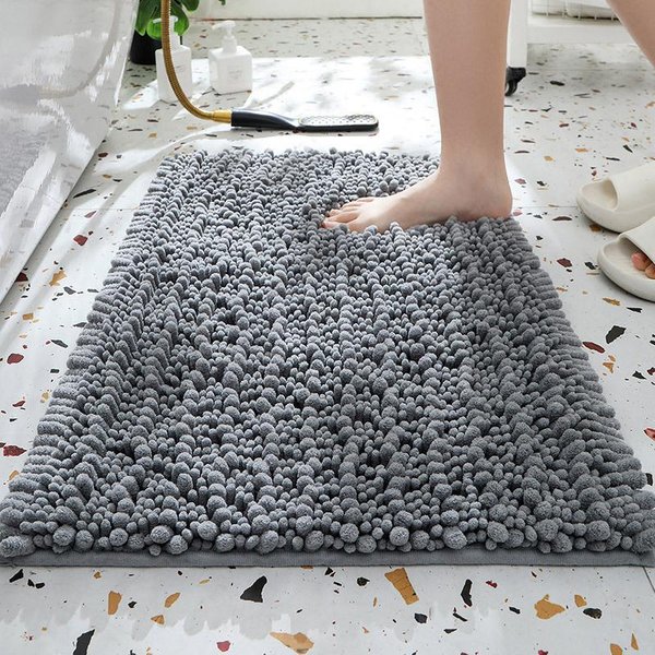 Gruby Dywanik łAzienkowy Z Chenille'u, ChłOnny, AntypośLizgowy, SzybkoschnąCy Dywanik Pod Prysznic 43*61Cm Gray-image