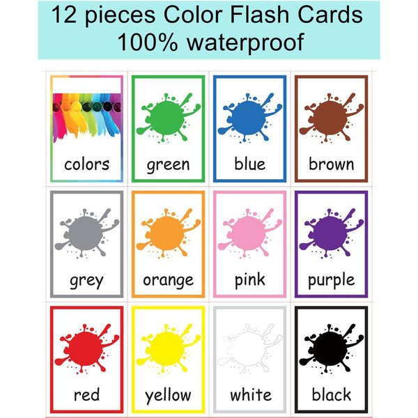 12 Piezas Tarjetas De Palabras Para Aprendizaje De IngléS Infantil Juguetes Flash De Colores Para NiñOs CognicióN De Tonos EducacióN De La Memoria Montessori-image