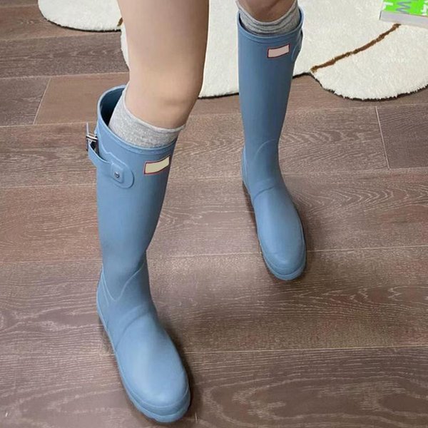 Botas De Lluvia De CañA Alta Para Mujer 2026 Nuevas Botas Impermeables Para Exteriores Botas De Lluvia De CañA Larga 38 Azul-image