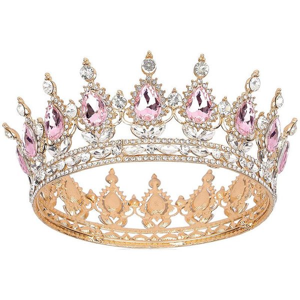 Vintage Barokowa KróLowa KróL Panna MłOda Tiara Korona Dla Kobiet Nakrycie GłOwy Bal Maturalny ŚLubne Tiary I Korony BiżUteria Do WłOsóW Akcesoria White-image