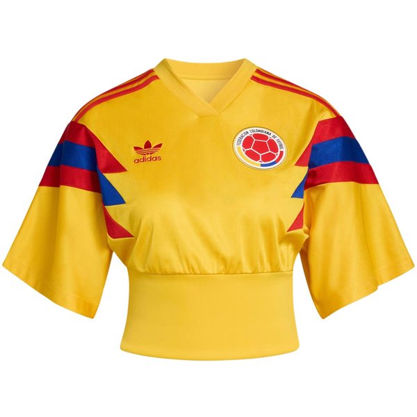 Adidas Originals FW25 Colombia Reconstruido Bringback Cuello En V Bloque De Color Rayado Manga Corta Camiseta De FúTbol Mujer Tops KE2294 M-image