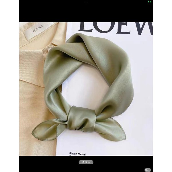 Jednolity Kolor, MałY Kwadratowy Szalik, Szalik Jedwabny, Damski, 70 * 70, Jednolity Kolor, Prosty I Wszechstronny, Sezon, Profesjonalny, Stewardesa, MałY KołNierzyk 70*70Cm Kolor Zielono-Szary Wojskowy-image