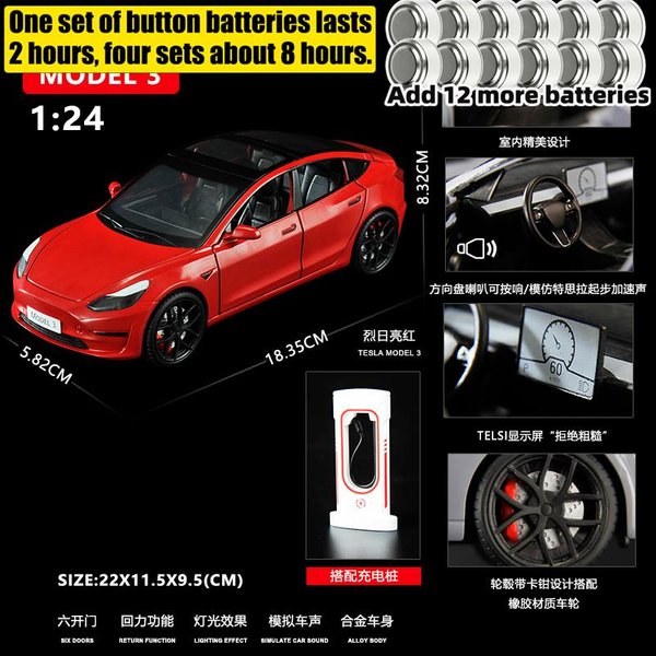 1:24 Model 3 Premium Elektryczny Sedan Metalowy Odlewany Model Samochodu Dekoracja Domu I Komputera Ornamenty Na Biurko Prezent ŚWiąTeczny-image