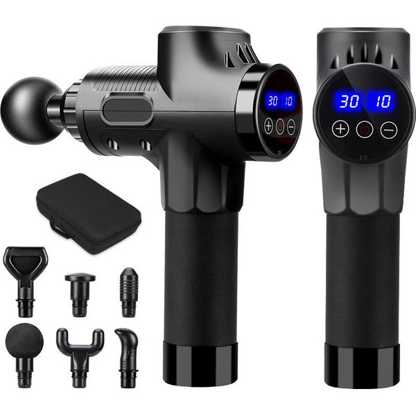 Pistola De Masaje Fascial EléCtrica De PercusióN Para Cuerpo Cuello Espalda Tejido Profundo RelajacióN Muscular Alivio Del Dolor Fitness Type USB Gray-image