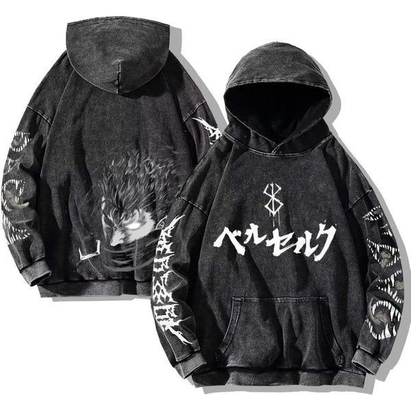 Berserk Odzież Anime Guts Fajny Nadruk Graficzny Bluza Z Kapturem MęSka Damska Oversize Bluzy BawełNiana Casualowa Bluza Harajuku Streetwear L-image