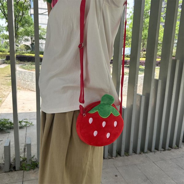KreskóWkowa Pluszowa Torebka Crossbody W KształCie Truskawki, Urocza Truskawkowa Torba Na Ramię, Torebka Na Telefon, Portmonetka, Portfel Dla Dzieci I DorosłYch, Prezent Czerwony-image