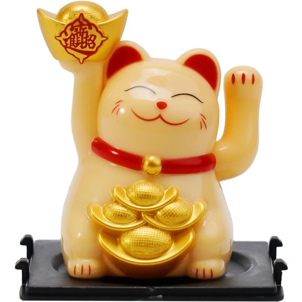 Gato De La Suerte Chino Grande Dorado Maneki Neko Mano Saludando Pata Arriba Riqueza Prosperidad Dando La Bienvenida Buena Suerte Gato Saludando Idea De Regalo De CumpleañOs DecoracióN-image