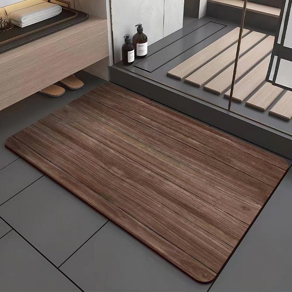 Alfombrilla De Suelo De Barro De Diatomeas Con Grano De Madera Simple, Alfombrilla Antideslizante Para Inodoro Y BañO, Alfombrilla Absorbente Para Puerta De BañO DoméStico 40 * 60Cm-image