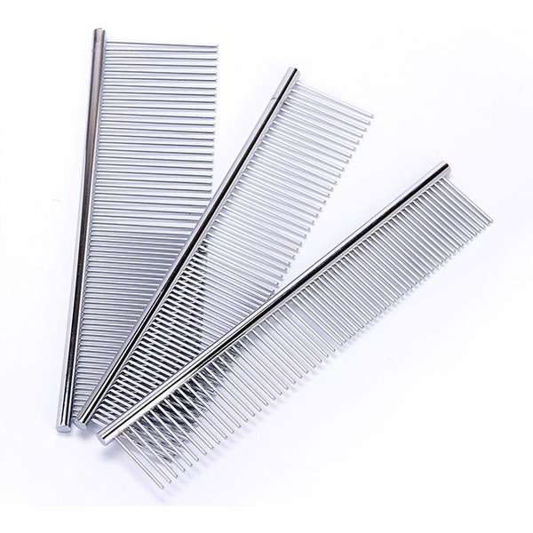 Peine Deslanador Para Mascotas Acero Inoxidable Peine De Aseo Para Perros Y Gatos Elimina Suavemente El Subpelo Suelto Peine Para Pulgas Suministros Para Mascotas EcolóGicos L 19X4.3Cm Plata-image