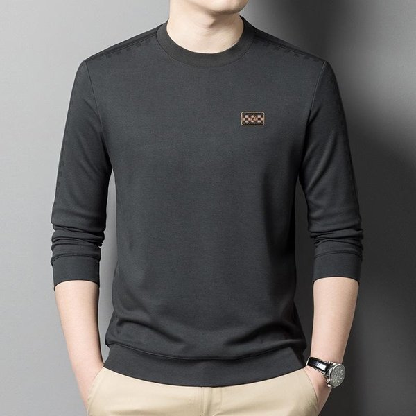 SuéTer De Cuello Redondo Para Hombre OtoñO Nuevo Casual Negocios VersáTil Top De Manga Larga Xxxxl Black-image