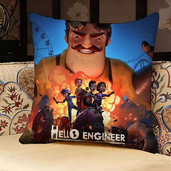 Funda De Almohada Para Juego Hello Neighbor, Impresa Por Ambos Lados, CojíN Para Sofá, Almohada Para Cabecero De Cama 35X35Cm-image
