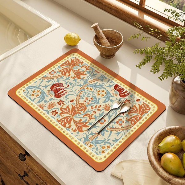 Alfombrilla Drenante Para Encimera De Cocina De Barro Diatomeas Alfombrilla Absorbente De Humedad Posavasos Para TazóN Plato Posavasos Para Estufa Fregadero Alfombrilla Antideslizante Y Anti-Almacenamiento 30*40CM-image