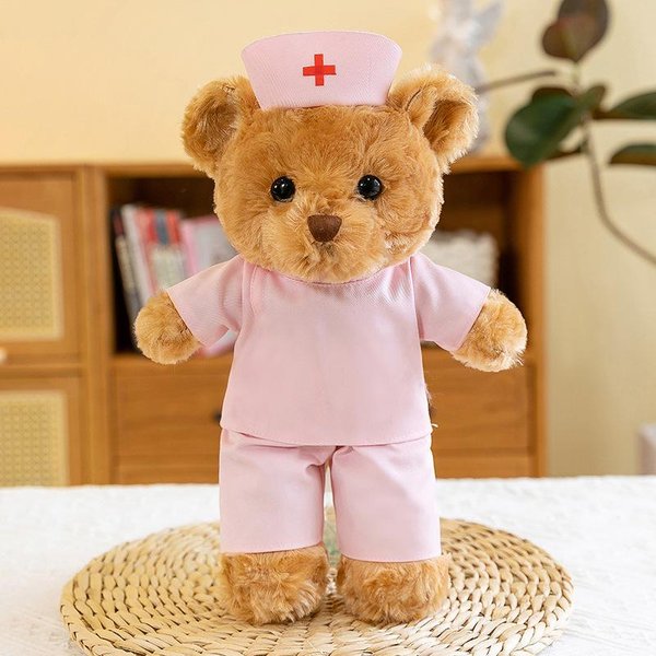 Kreatywny BiałY PłAszcz Miś Lalka Lekarz PielęGniarka Uniform Miś Pluszowa Zabawka Aktywność Jednostki Prezent 30Cm-image