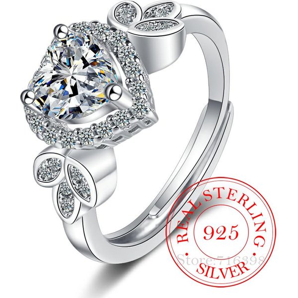 Anillos De Dedo Con Forma De CorazóN De Circonita En Plata De Ley 925 Para Mujeres Y NiñAs, JoyeríA CláSica Para Fiestas De Bodas, Regalo Kfdka Resizable White-image