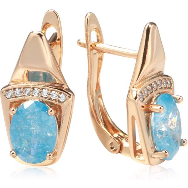 Nuevos Pendientes Colgantes GeoméTricos De Oro Rosa Para Mujer Pendientes Azules De Circonita Natural Inusuales Y Modernos JoyeríA De Boda De Lujo-image