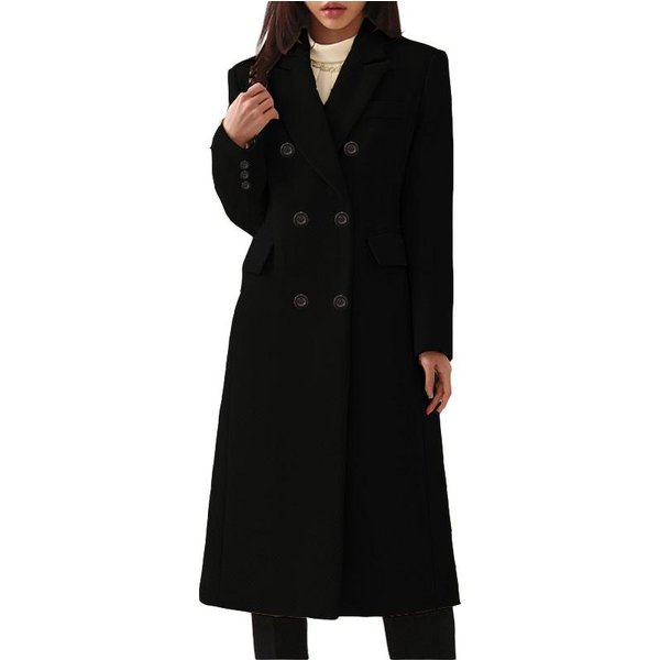 Jesienno-Zimowy DłUgi WełNiany PłAszcz Damski W DużYm Rozmiarze 4XL Black-image