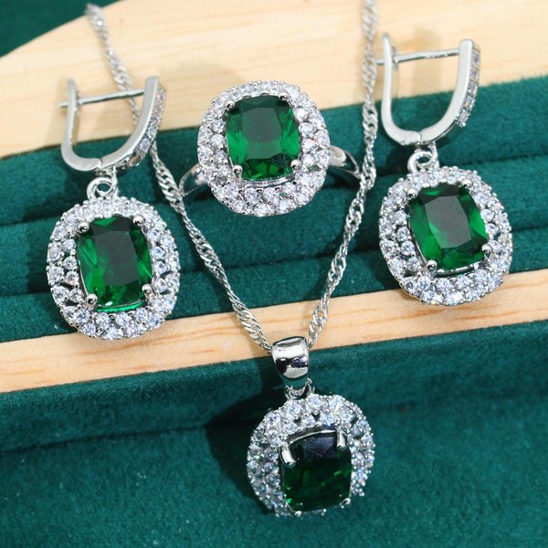 Europa Y Estados Unidos Nuevo JoyeríA AntialéRgica Caliente AAA Zirconia Collar Pendientes Anillo Juego De Joyas 7 Yards Gray-image