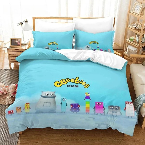 Juego De Cama De Dibujos Animados Number-Blocks Funda NóRdica Juego De Cama Funda De EdredóN Funda De Almohada EdredóN TamañO King Queen NiñOs Adulto 140X200Cm-image